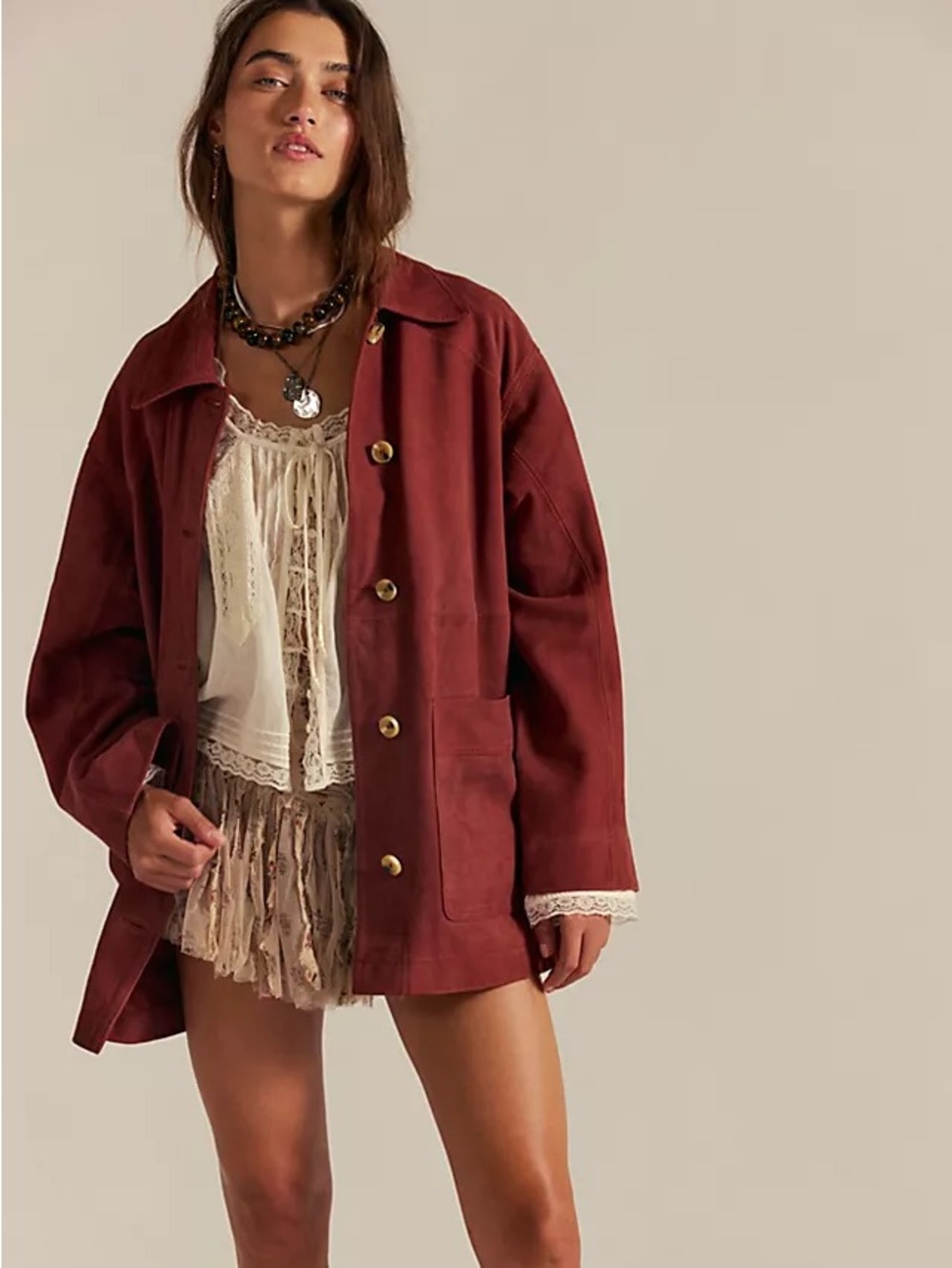 FP WE THE FREE Annalise Suede Jacket, Size XS